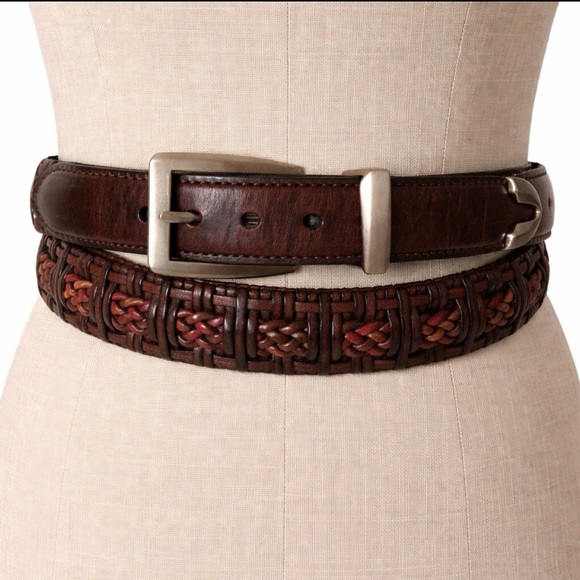 Brighton Accessories - Brighton Braided Leather Belt Mahogany Brown Belt Size 36